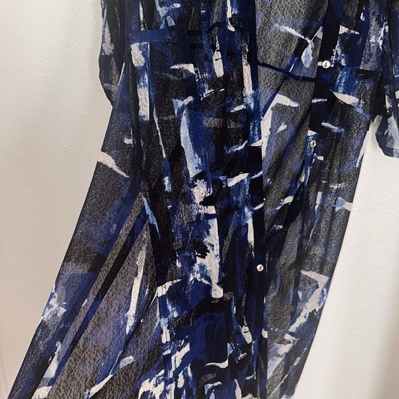 Full length sheer swim, cover up, Med, brand? gold buttons high slit on sides. - Picture 3 of 7